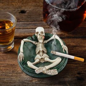 Halloween Skeleton Ashtray for Weed Smokers Cigarettes - Cool Ashtrays with Gothic Design, Portable Indoor/Outside Patio Use