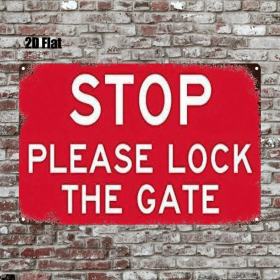 CIFbuy 1pc 2D Flat Metal Sign Please Lock The Door, 8x12 Inch Red Warning Sign, Wall Art Decor For Home Garden Farmhouse Bathroom Room TikTok, TikTok