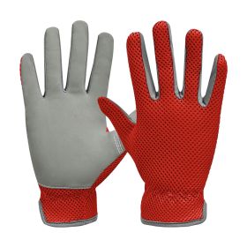 Women's Cotton Garden Gloves - 6 Pair Pack, Red, Medium Size, Elastic Wrist