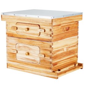Bee Hive 20 Frame Bee Hives Starter Kit, Beeswax Coated Fir Wood, 1 Deep + 1 Medium Bee Boxes Langstroth Beehive Kit