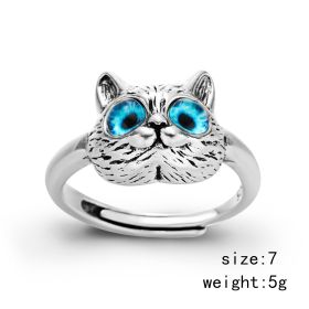 Vintage Cat Face Ring Fashion Cartoon Women's (Color: RI22Y0323)