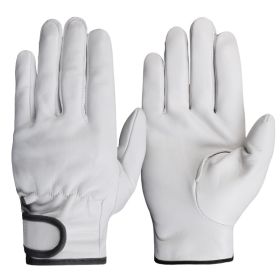ork gloves sheepskin leather workers work welding safety protection garden sports motorcycle driver wear-resistant gloves (Color: White, size: M)