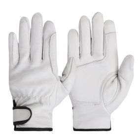 ork gloves sheepskin leather workers work welding safety protection garden sports motorcycle driver wear-resistant gloves (Color: Palm protection WH, size: L)
