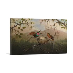 Two Hummingbirds at a Nest 1863 (type: Standard Framed Canvas Print, size: 32" x 24" / 80cm x 60cm (approx))